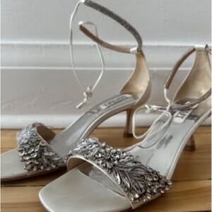 Badgley Mischka Silver Embellished Heels